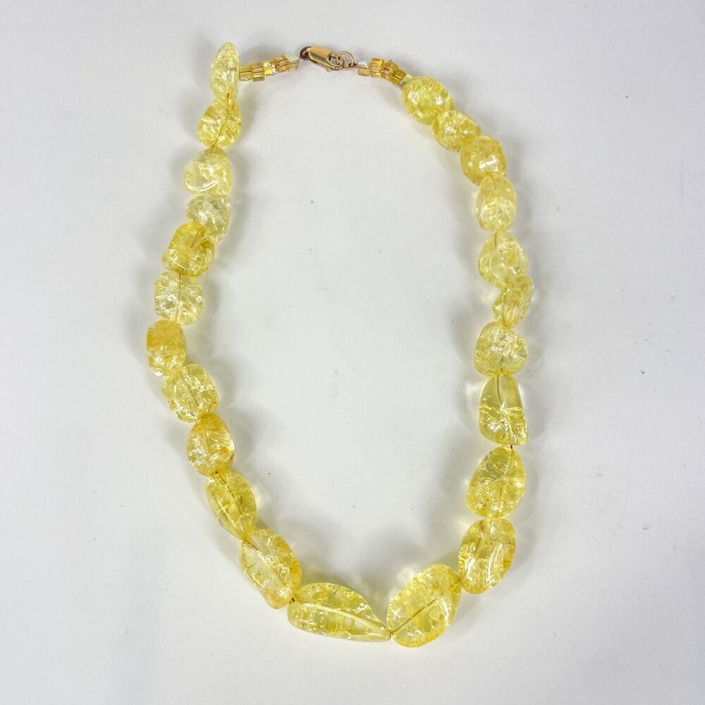 Chunky Lemon Crackle Quartz Necklace